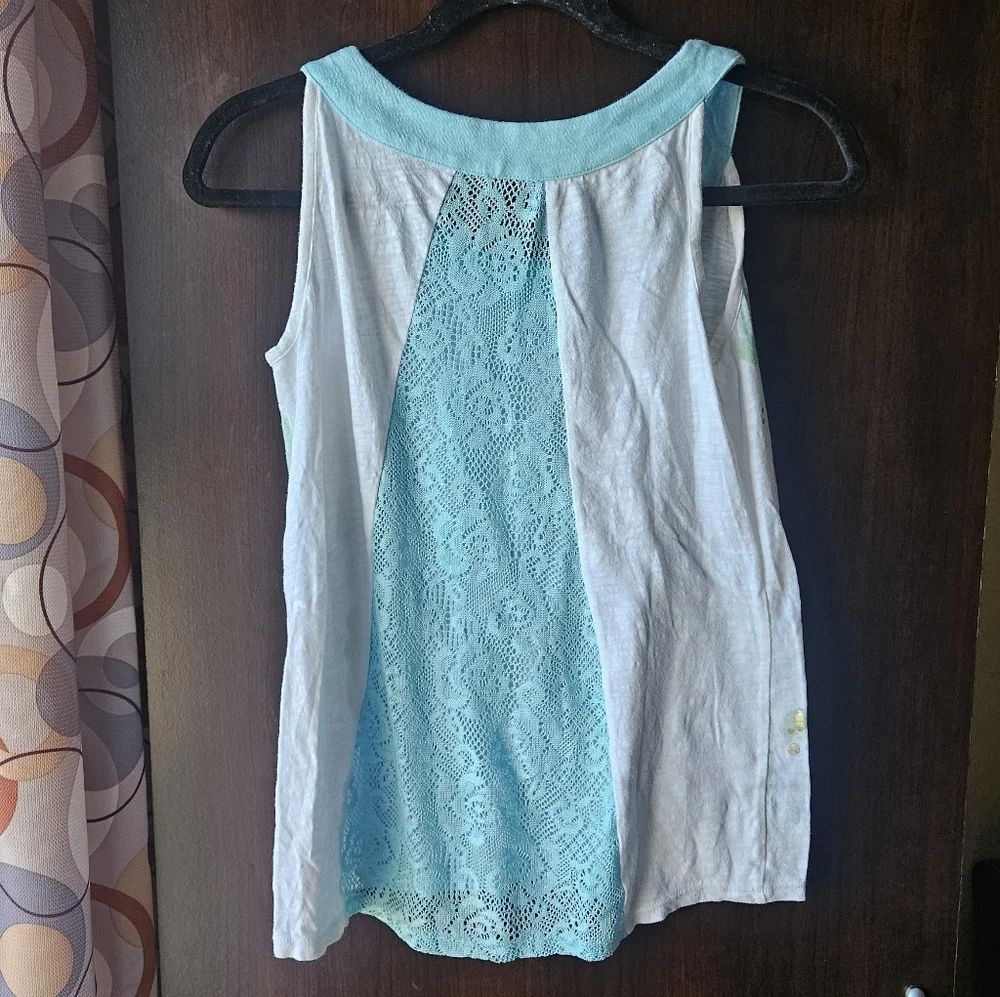 Justice Blue and White Butterfly Tank Top